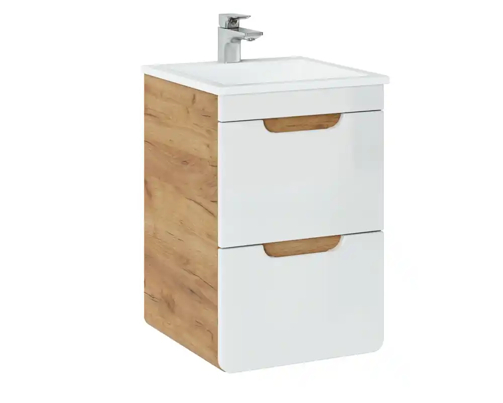 Comad Aruba White badkamermeubel 40cm met witte wastafel en kraangat eiken/wit Groothandel
