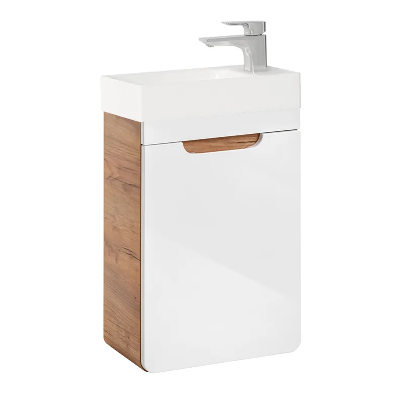 Comad Aruba White toiletmeubel 40cm met witte fontein en kraangat eiken/wit Geld-Terug-Garantie