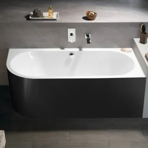 Goedkoop Polysan Monolith ligbad rechts 170x75x60cm zwart