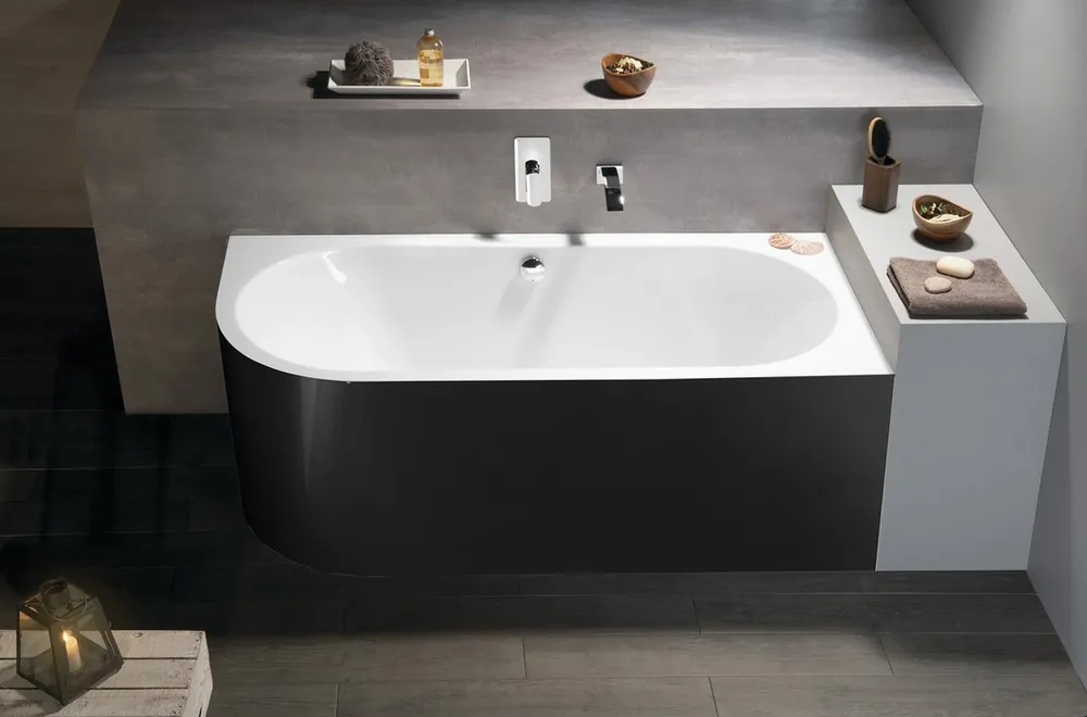 Goedkoop Polysan Monolith ligbad rechts 170x75x60cm zwart