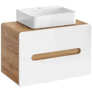 Comad Aruba White badkamermeubel 80cm met witte waskom eiken/wit Alleen Vandaag