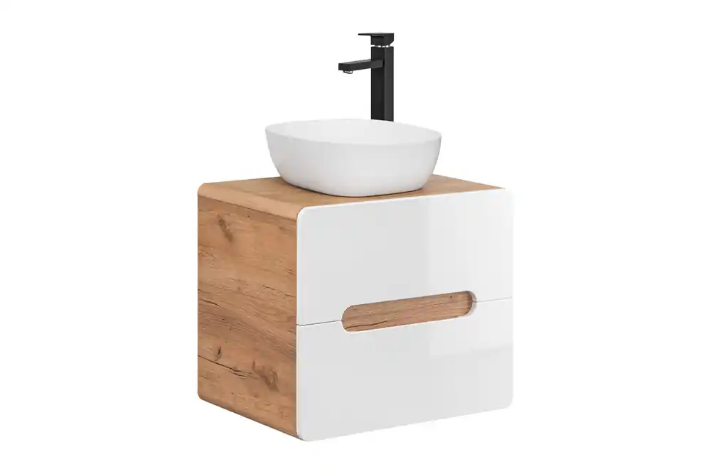 Comad Aruba White badkamermeubel 60cm met witte waskom eiken/wit Weekendaanbieding