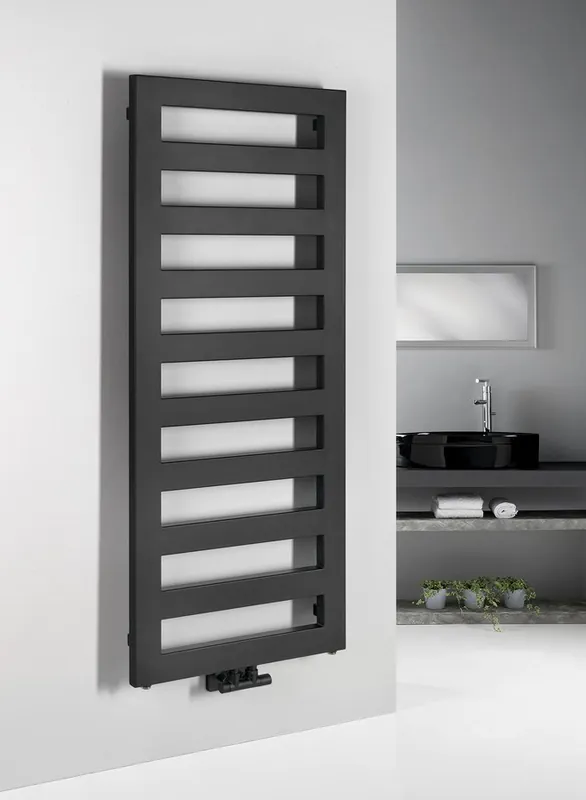 Plaats Bestelling Sapho Block handdoekradiator 50x146.5cm zwart mat 600W