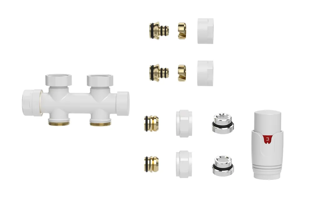 Mueller Nova thermostatisch onderblok radiator set recht glans wit Nu Kopen