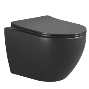 Gereduceerde Prijs Mueller Rivel rimless verkort toilet met softclose zitting zwart mat