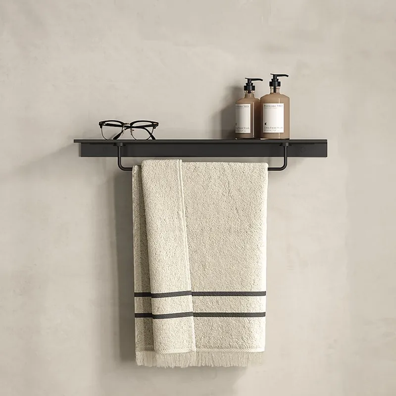Beste Prijs Geesa Leev planchet 60cm met handdoekrek 40cm zwart