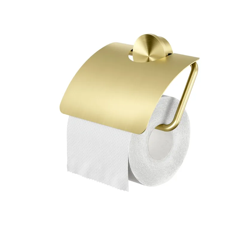 Op = Op Geesa Opal toiletrolhouder met klep goud geborsteld