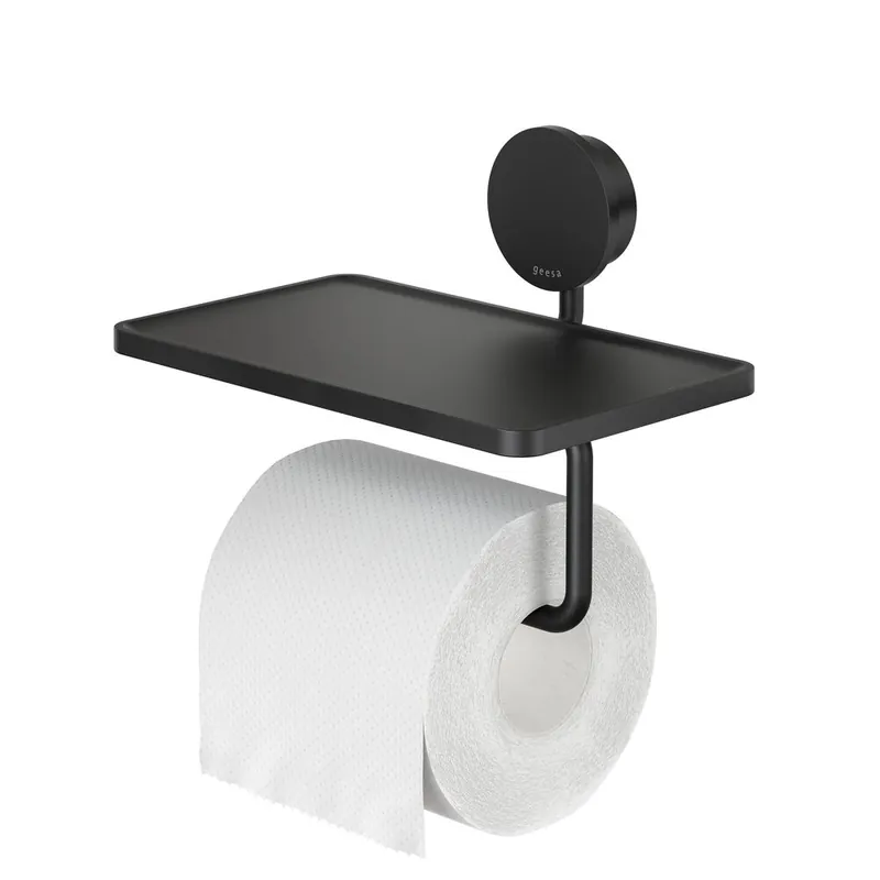 Geesa Opal toiletrolhouder met planchet zwart Lage Kosten