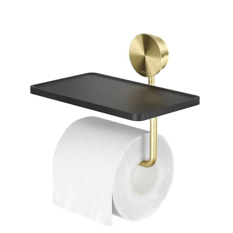 Geesa Opal toiletrolhouder met planchet goud geborsteld Koop Vandaag