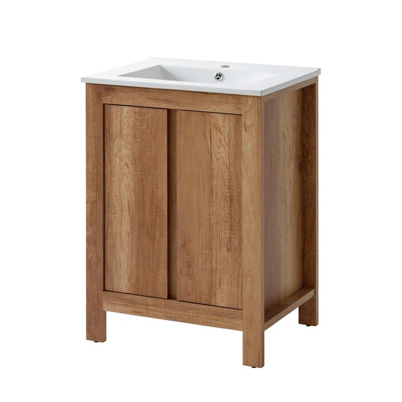 Comad Classic Oak badmeubel 60cm met witte wastafel en kraangat donker eiken Rechtstreeks Van De Fabrikant