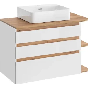 Koop Vandaag Comad Platinum badkamermeubel 94cm met witte waskom eiken/wit
