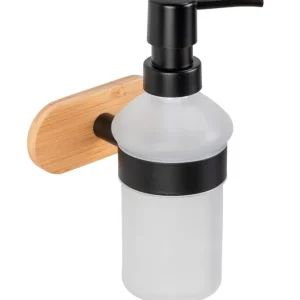 Wenko Orea Turbo-Loc Bamboo zeepdispenser zwart mat Handgemaakt