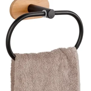 Wenko Orea Turbo-Loc Bamboo handdoekring zwart mat Goedkoop