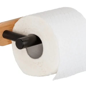 Wenko Orea Turbo-Loc Bamboo toiletrolhouder zwart mat Fabrieksprijs