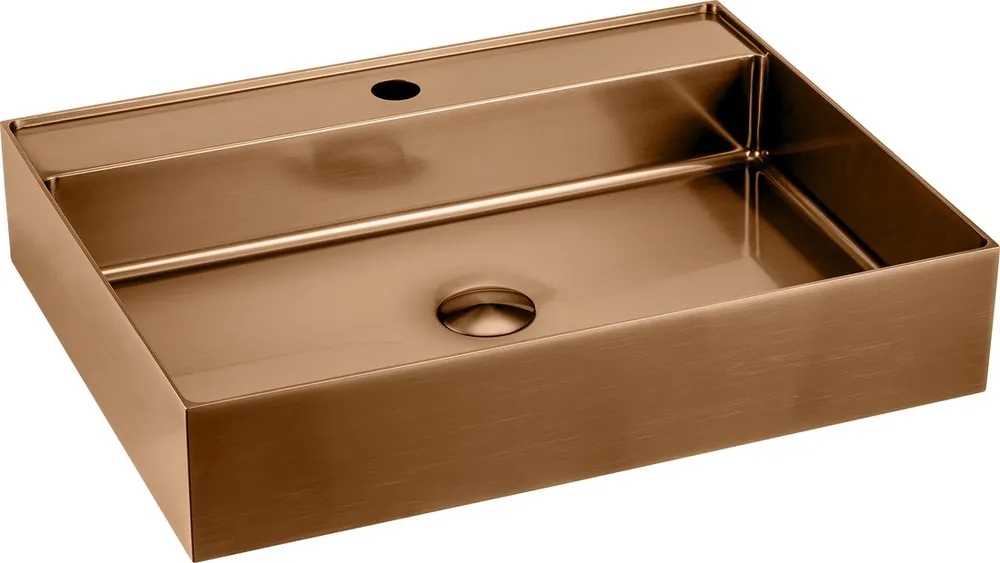 Sapho Aurum waskom met kraangat 55x42cm rosé goud Actieprijs