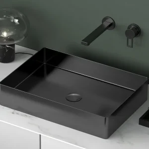 Sapho Aurum waskom zonder kraangat 50x35cm zwart Handgemaakt