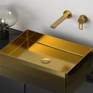Sapho Aurum waskom zonder kraangat 50x35cm goud mat Tijdelijk Beschikbaar