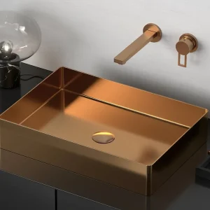 Sapho Aurum waskom zonder kraangat 50x35cm rosé goud Koopje