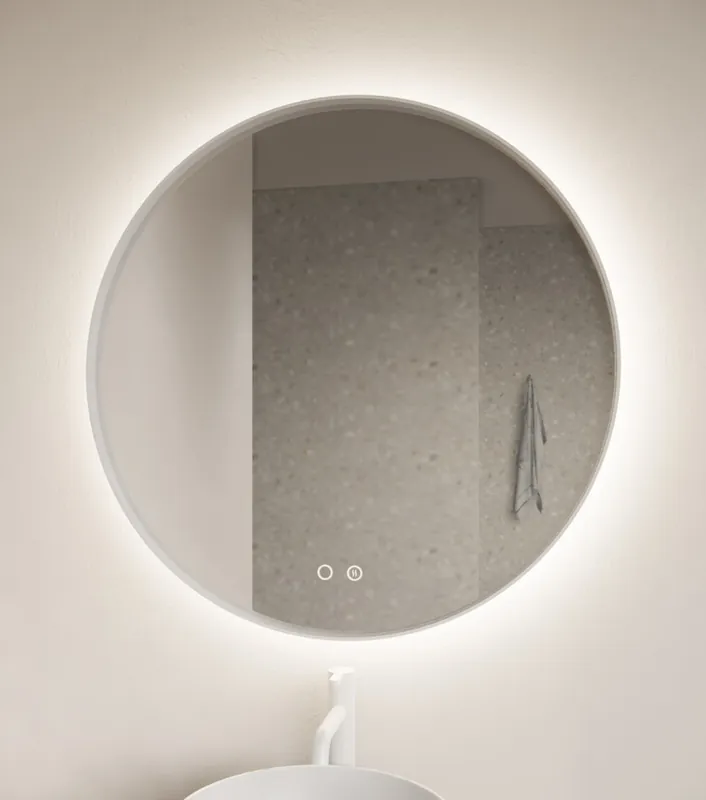 Gliss Design Athena ronde spiegel mat wit 40cm met verlichting en verwarming Veilige Betaling