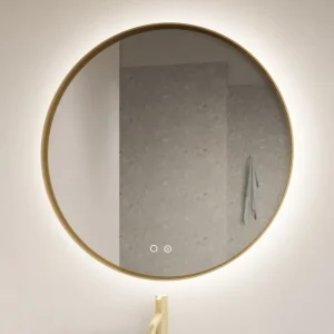Gliss Design Athena ronde spiegel mat goud 70cm met verlichting en verwarming Tijdelijk Beschikbaar
