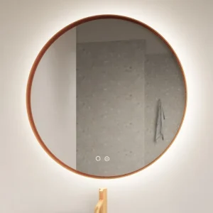 Beperkt Aanbod Gliss Design Athena ronde spiegel rosé koper 120cm met verlichting en verwarming