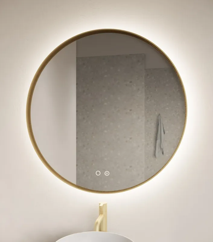 Gliss Design Athena ronde spiegel mat goud 120cm met verlichting en verwarming Koop Online