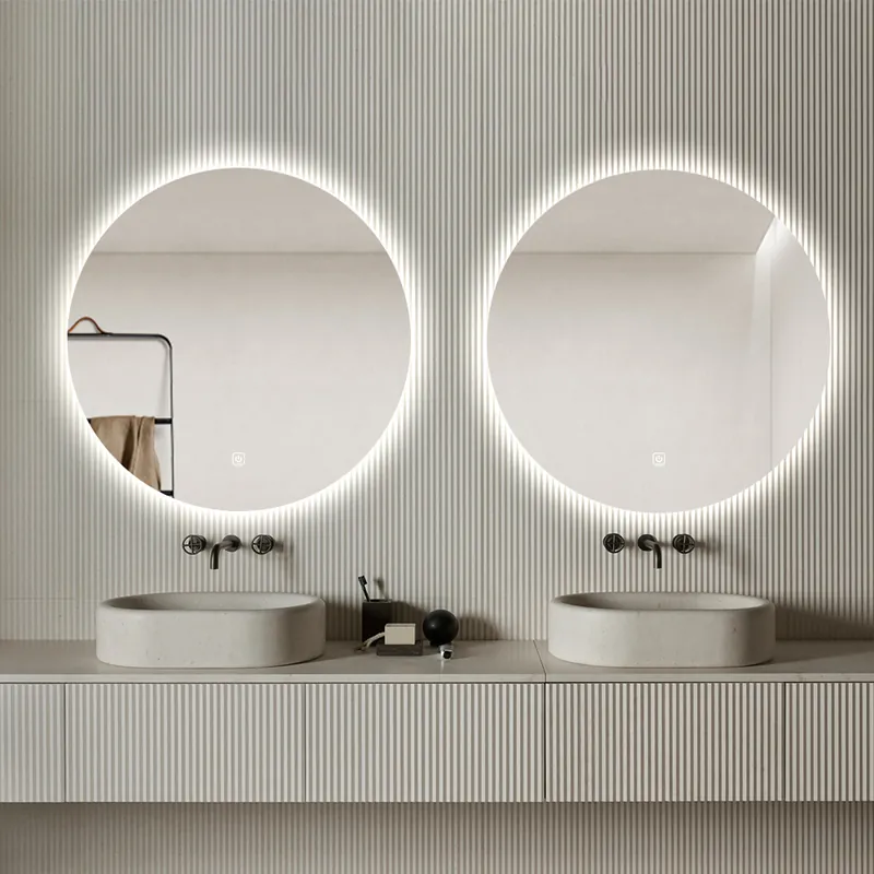 Must-Have Set van 2 Saniclear Circle ronde spiegels met LED-verlichting 70cm incl. spiegelverwarming