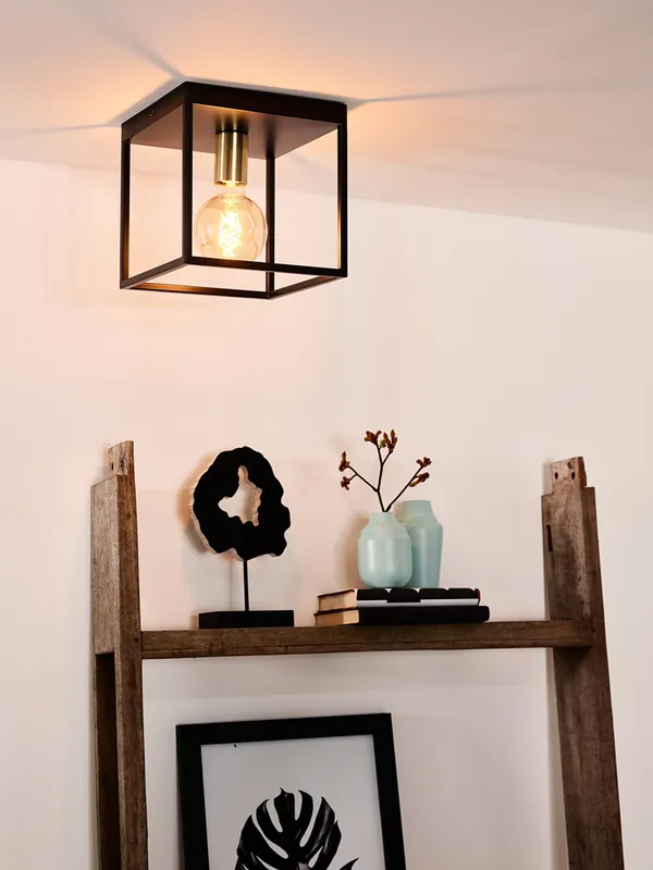 Wereldwijde Verzending Lucide Ruben plafondlamp 22x22cm E27 zwart mat
