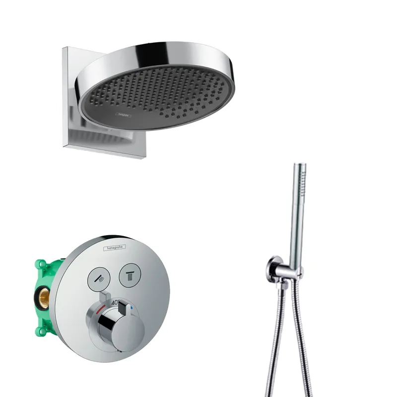 Hansgrohe Rainfinity inbouw regendouche waterbesparend met thermostaatkraan Shower Select en Saniclear handdouche chroom Bulkbestelling
