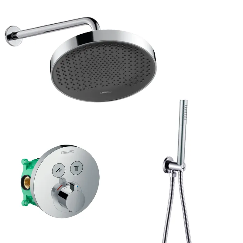 Voordeelprijs Hansgrohe Rainfinity inbouw regendouche met thermostaatkraan Shower Select en Saniclear muurarm chroom