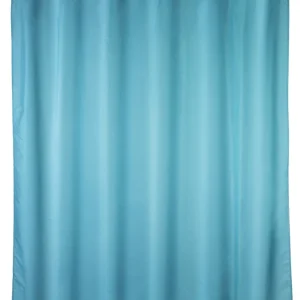 Wenko anti-schimmel douchegordijn 180x200cm polyester uni blauw inclusief ringen Tijdelijk Beschikbaar