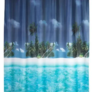 Wenko PEVA douchegordijn 180x200cm palmstrand inclusief ringen Snelle Levering