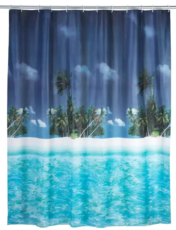Wenko PEVA douchegordijn 180x200cm palmstrand inclusief ringen Snelle Levering