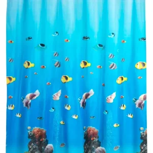 Wenko PEVA douchegordijn 180x200cm oceaan inclusief ringen Nieuw Model
