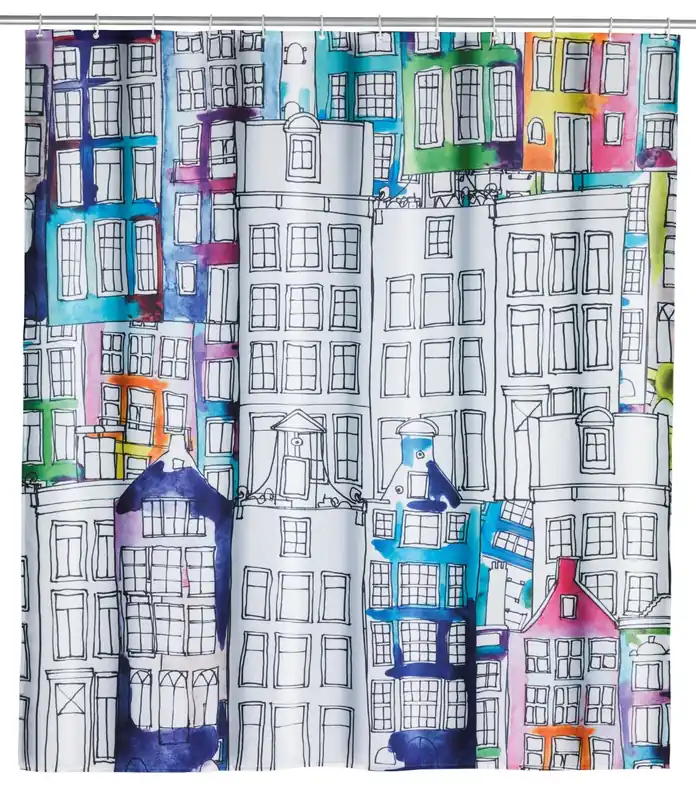 Wenko douchegordijn 180x200cm Sunny City inclusief ringen Snelle Levering