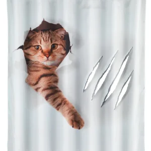 Hoge Kwaliteit Wenko douchegordijn 180x200cm Cat inclusief ringen