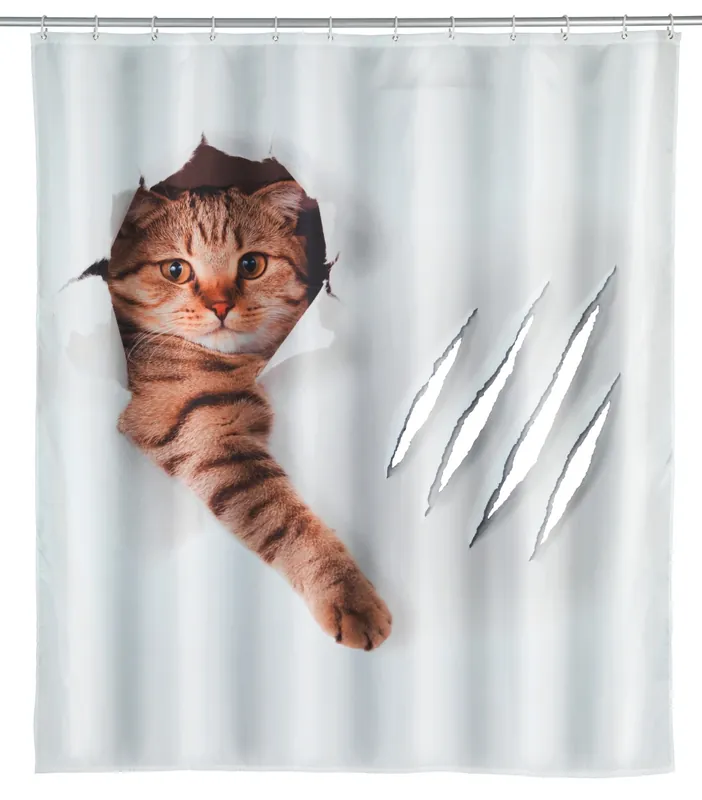 Hoge Kwaliteit Wenko douchegordijn 180x200cm Cat inclusief ringen