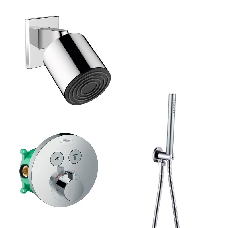Rechtstreeks Van De Fabrikant Hansgrohe Pulsify S inbouw regendouche waterbesparend met thermostaatkraan Shower Select en Saniclear handdouche chroom