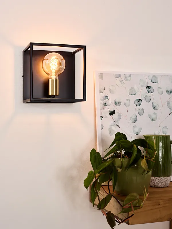 Lucide Ruben wandlamp 22x18cm E27 zwart mat Wereldwijde Verzending