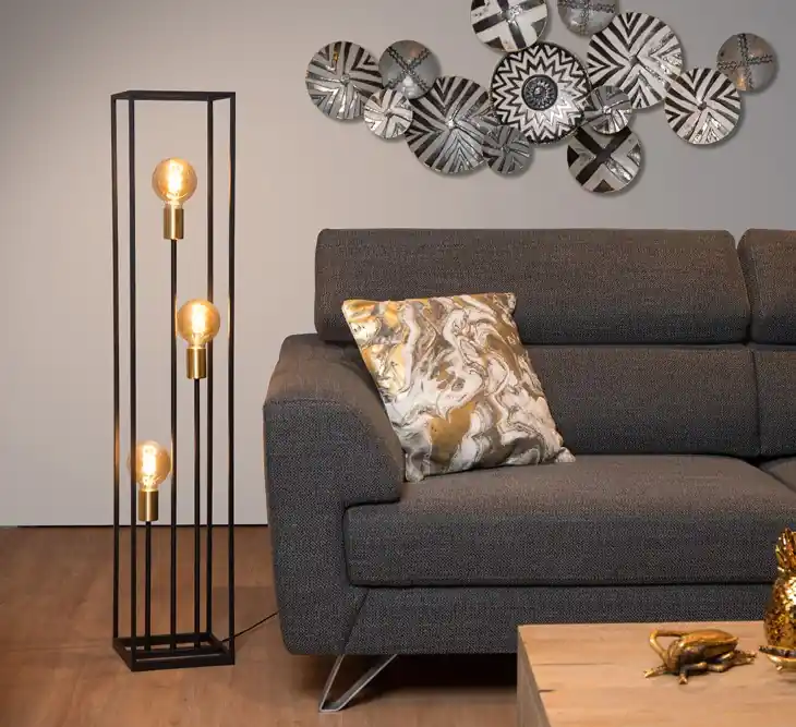 Professioneel Lucide Ruben vloerlamp 22x120cm E27 zwart mat