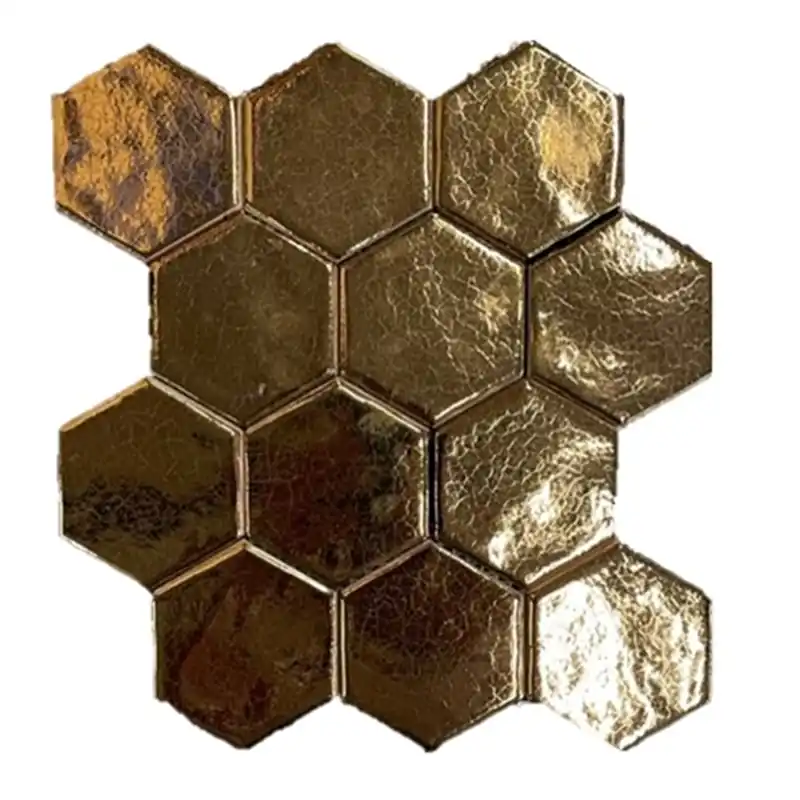 Terre d'Azur Hexagonale Mosaic wandtegel 28x30cm goud Plaats Bestelling
