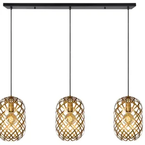 Lucide Wolfram hanglamp 110cm 3x E27 goud mat Rechtstreeks Van De Fabrikant