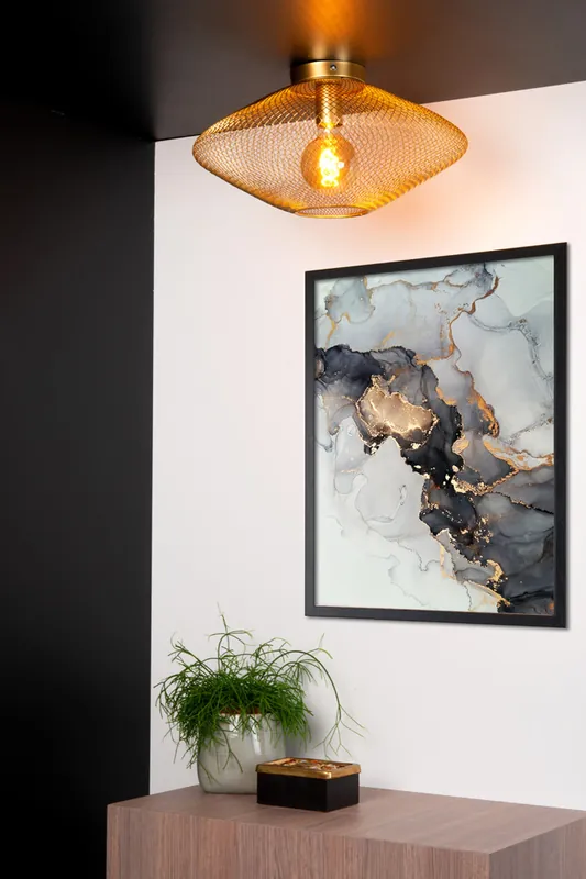 Handgemaakt Lucide Mesh plafondlamp 45cm 1x E27 goud mat