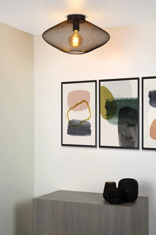 Lucide Mesh plafondlamp 45cm 1x E27 zwart Beperkt Aanbod