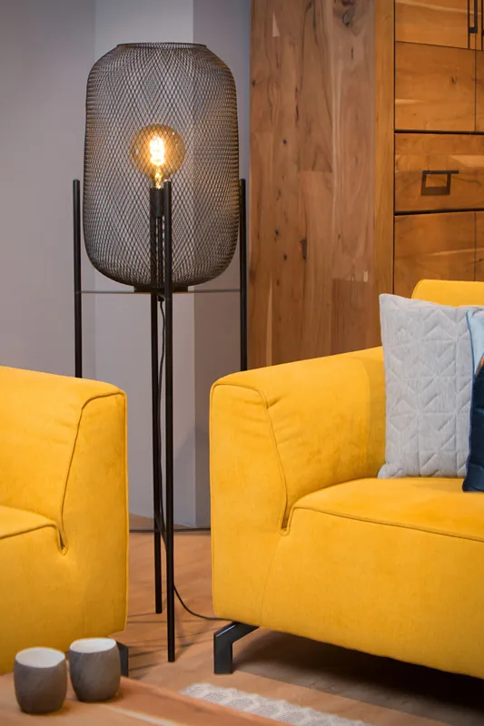 Gereduceerde Prijs Lucide Mesh staande lamp 135cm 1x E27 zwart