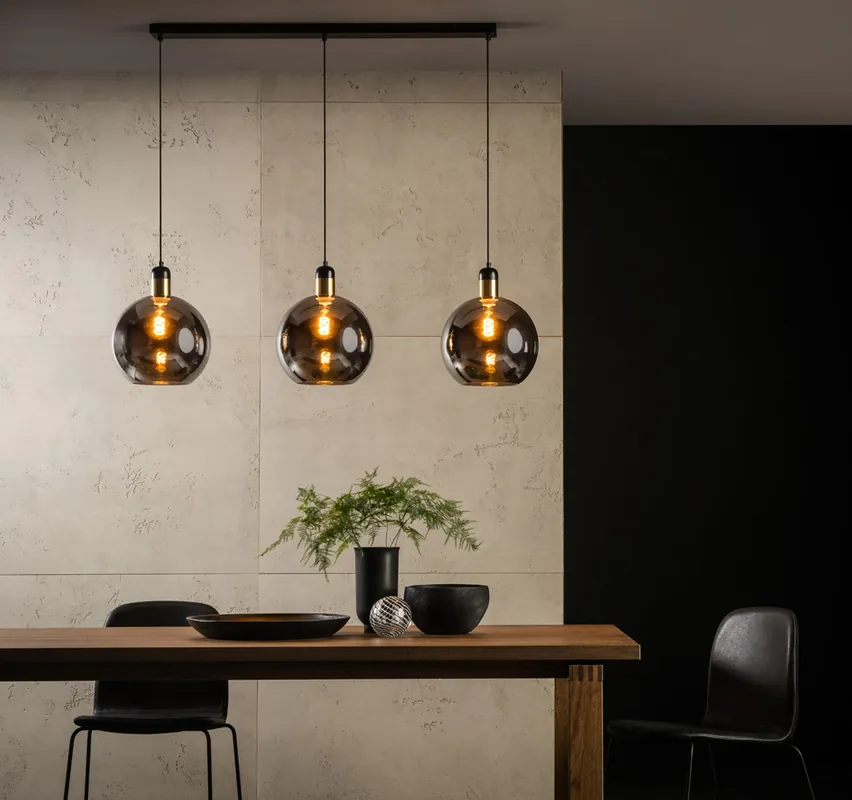Op = Op Lucide Julius hanglamp 105cm 3x E27 zwart