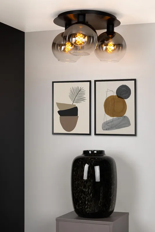 Lucide Marius plafondlamp 50cm 3x E27 zwart Must-Have