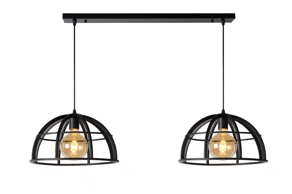 Weekendaanbieding Lucide Dikra hanglamp 110cm 2x E27 zwart