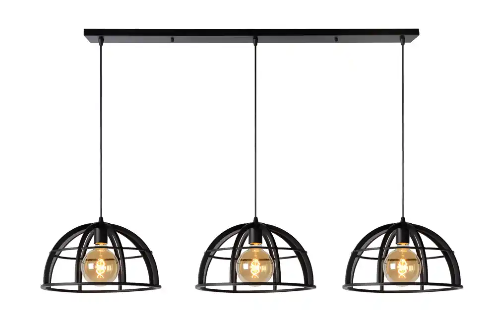Alleen Vandaag Lucide Dikra hanglamp 150cm 3x E27 zwart
