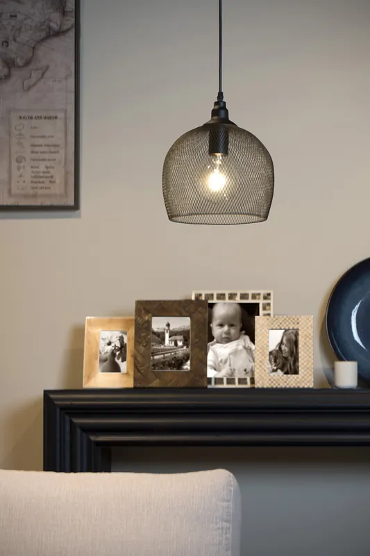 Rechtstreeks Van De Fabrikant Lucide Mesh hanglamp 22cm 1x E27 zwart